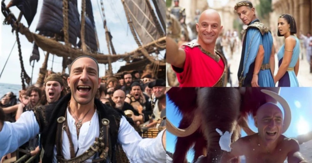 سلفی عجیب و غریب با ژولیوس سزار و مصریان باستان + عکس