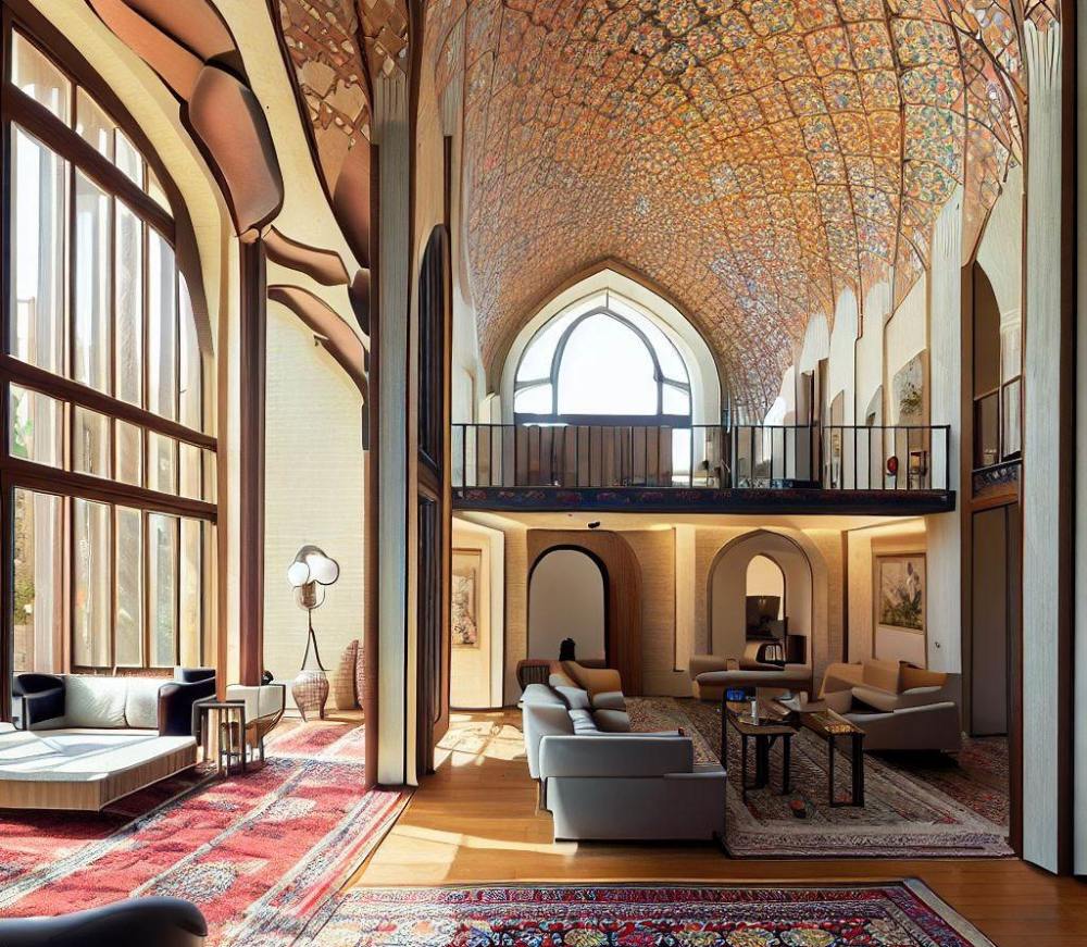 معماری مدرن به سبک قاجار  از نگاه هوش مصنوعی 