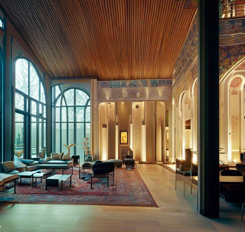 معماری مدرن به سبک قاجار  از نگاه هوش مصنوعی 