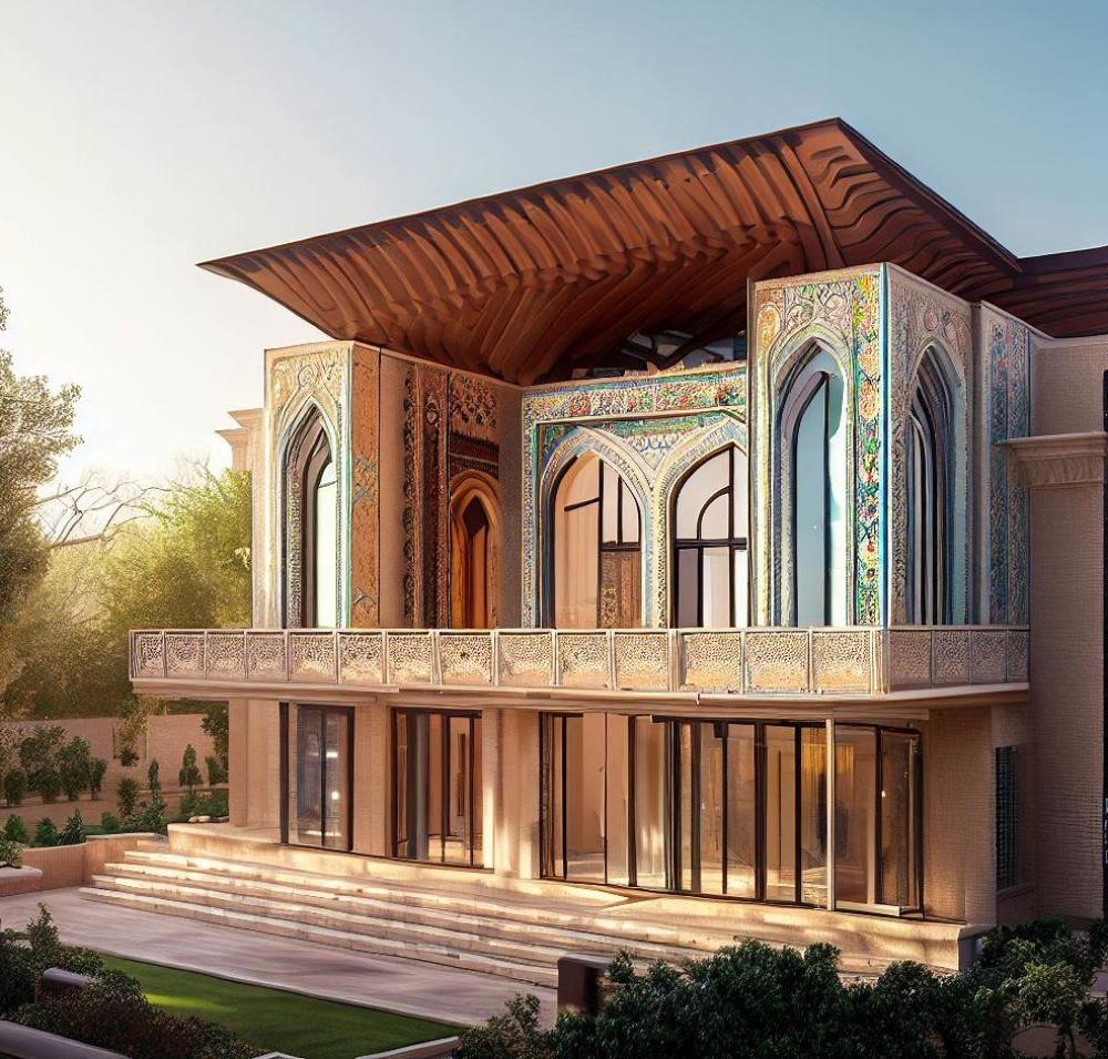 معماری مدرن به سبک قاجار  از نگاه هوش مصنوعی 