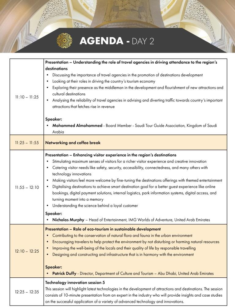 برنامه مجمع بین المللی جاذبه ها و مقاصد منا ۲۰۲۲ - روز دوم