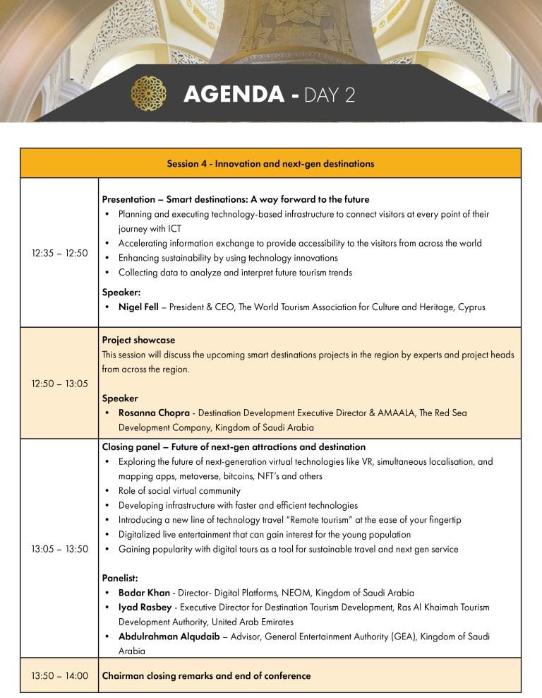 برنامه مجمع بین المللی جاذبه ها و مقاصد منا ۲۰۲۲ - روز دوم