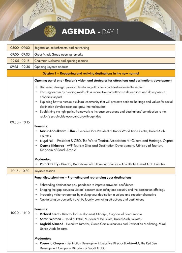 برنامه مجمع بین المللی جاذبه ها و مقاصد منا ۲۰۲۲ - روز اول