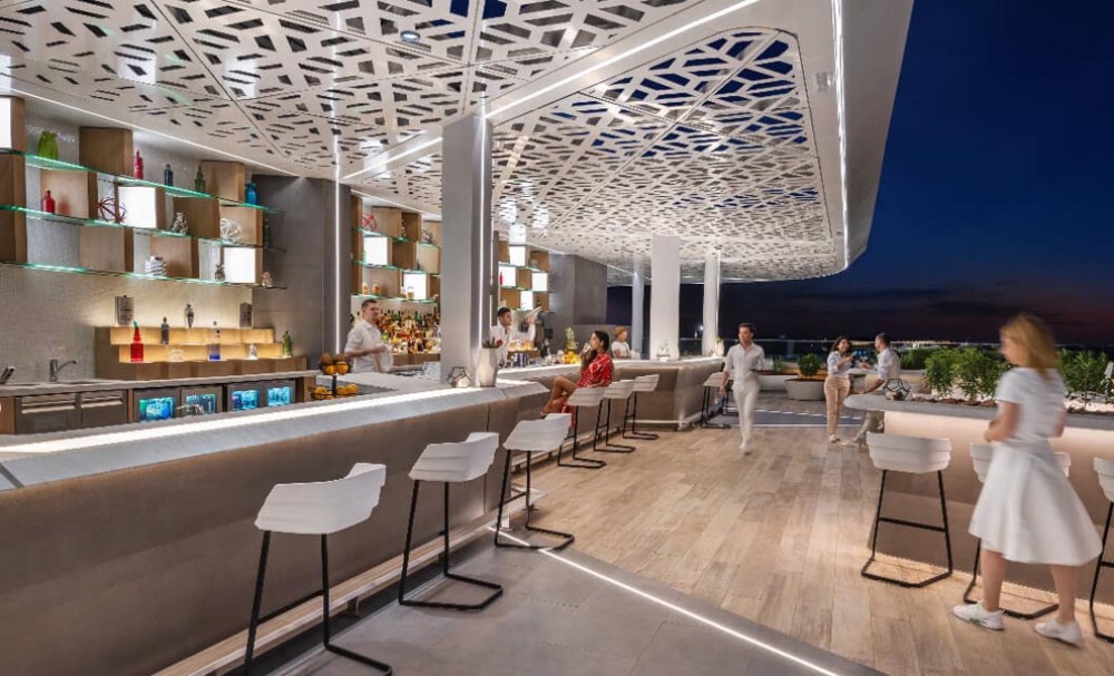 رستوران‌ ها و خدمات پذیرایی هتل جبل علی پالم تری کورت - بار روی بام Bibe