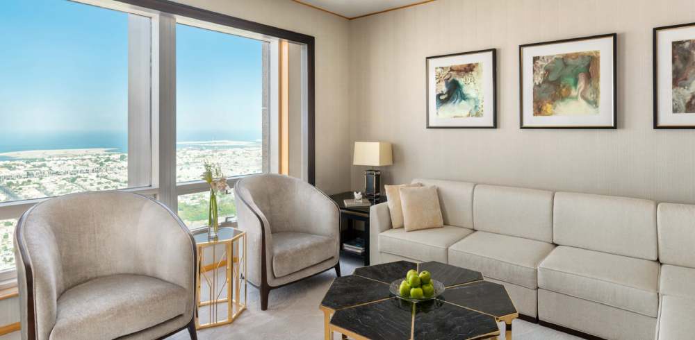 انواع اتاق ها و سوئیت های هتل شانگری لا دبی- سوئیت یک خوابه متصل به اتاق دلوکس با چشمانداز دریا