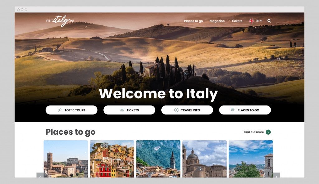 طراحی وب سایت گردشگری- وب‌سایت Visit Italy