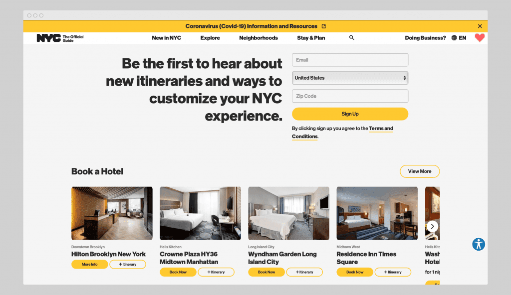طراحی وب سایت گردشگری- وب‌سایت NYCgo