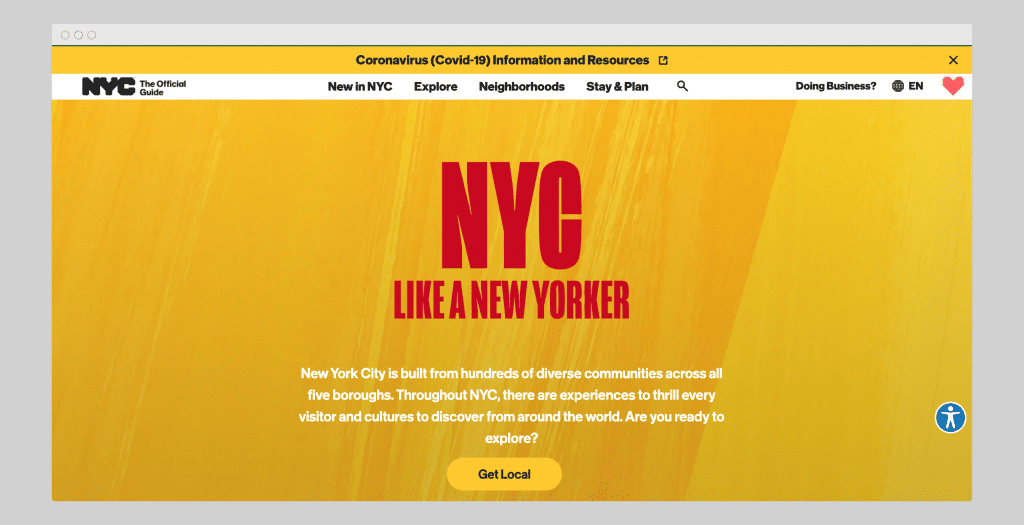 طراحی وب سایت گردشگری- وب‌سایت NYCgo